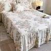 Falda de cama de algodón puro engrosada, fresca y simple, pieza única, sábana bajera antideslizante, funda protectora para colchón, funda de algodón puro cepillado Simmons