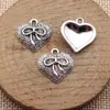 Colgante de Nudo de Lazo y Corazón de Plata Antigua 18x18mm 2.1g Accesorios DIY de Comercio Exterior Artículo Popular Transfronterizo