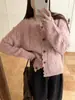 Cardigan de Tricô Macio e Fofo Estilo Coreano Retrô Azul Klein Feminino Temporada Outono/Inverno Toque de Luxo Cardigan Suéter Curto Solto