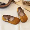 Sapatos Mary Jane Rasos Quadrados Velcros Novos Aumento de Altura Estilo Fada Francesa Outono 2026 Sapatos de Couro