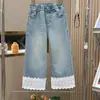 Conjunto de suéter tejido estilo preppy y camisa para niñas, nueva colección otoño 2026, con un top estilo preppy de corbatín y jeans