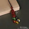 Hangzhou Lingyin Cinabrio Cinco Caminos Dios de la Riqueza Cadena Antiperdida para Teléfono Móvil Llavero Lucky Pixiu Cadena para Bolso Colgante Accesorios