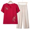 Blusa de manga corta de verano para señora mayor, vestido para madres de mediana edad y mayores, camisa pequeña bordada estilo occidental, vestido informal holgado de abuela para personas mayores