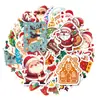 50 Adesivos de Bolo de Natal de Compra Direta Transfronteiriça Apresentando o Papai Noel, Decorações de Casa de Biscoito em Desenho Animado, Adesivos para Copo Térmico e Veículo Elétrico