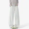 Calça Jogger Cinza Pesada Corte Assimétrico Tendência Americana Marca Customizada Perna Reta Caimento Solto Unissex Outono Perna Larga Esportiva Cas