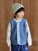 Colete Infantil Primavera e Outono Uniforme Escolar Essencial Colete de Bebê Jaqueta Sem Manga de Lã para Meninos Patchwork de Desenho Animado Casaco de Outono