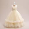 Fio inchado da menina vestido das crianças vestido longo vestido da princesa vestido de noite flor da menina vestido de noiva anfitrião traje de piano