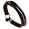 Atacado de Pequenos Acessórios Simples e Artísticos, Pulseiras Simples de Couro Trançado Feitas à Mão, Pulseiras Versáteis Multicamadas de Estilo Vintage Unissex