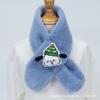 Bufanda de Perro de la Fortuna de Dibujos Animados Otoño e Invierno 2024 para Niños y Niñas, Calentador de Cuello de Felpa Cálido para Bebés, Estilo Infantil de Moda para Atraer Riqueza