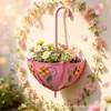 Cesta Colgante para Flores con Forma de Paraguas Montada en Pared Estilo Europeo Transfronterizo, Maceta Decorativa de Hierro Forjado, Cesta Metálica Colgante para Pared