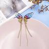 Brincos de borboleta tridimensionais de moda europeia e americana de estilo europeu e americano simple wish long full diamond tassel brincos de borboleta para mulheres