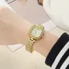 Reloj Cuadrado Pequeño de Diamante Correa con Patrón Romano Aleación Cuarzo Pulsera de Mujer Sin Logo Moda Pedrería Correa de Acero Al por Mayor