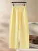 Pantalones de pierna ancha de algodón Tencel para mujer, nuevo estilo de otoño, 2026, de moda, cintura alta, sueltos, con caída, casuales