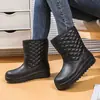 Botas de Algodón con Forro Polar para Invierno, Combinan con Todo, Suela de EVA Impermeable para Lluvia y Nieve, Botas de Nieve para Mujer, Zapatos de Algodón de Caña Media, Antifrío, Antideslizantes, Cálidos, Zapatos de Goma