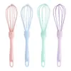 Batedor de ovos manual de 10 polegadas com cabo transparente, misturador de creme com cabo de plástico, batedor de ovos de silicone de 12 polegadas com 5 fios