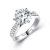 Anillo de Moissanita Moda Coreana para Mujer Anillo de Diamantes de Doble Fila Anillo Abierto ins Regalo para Mejor Amigo de Pareja