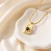 Colar de Coração com Projeção de Diamante Inlay de Aço Inoxidável Corrente de Osso de Cobra Pingente de Foto Nano Personalizado Fonte Transfronteiriça Atacado