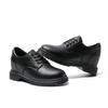 Sapatos de Couro Genuíno para Mulheres 2026 Nova Coleção Primavera e Outono Sapatos Pequenos de Couro com Salto Grosso para Mulheres Estilo Britânico Aumento Interno de Altura Cadarço Casual Sapatos Femininos