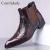 Venda Direta de Fábrica Estilo Comércio Exterior Bico Fino Estampa de Cobra Botas Curtas Masculinas Casuais Versáteis Tamanhos 38 a 48 Transfronteiriço
