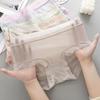 Roupa íntima feminina ultrafina de verão, cintura média, sem costura, borda de renda, algodão, virilha antibacteriana, secagem rápida, respirável, nova máscara, calças