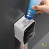 Dispensador de Pasta de Dientes Totalmente Automático Montado en la Pared Set Exprimidor para el Hogar Portacepillos de Dientes para Baño Sin Taladro