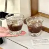 Copo de vidro com padrão espiral, copo de café estilo ins para latte gelado americano, copo para bebidas, copo de uísque, copo de suco