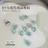 Decoraciones para Uñas con Pedrería de Azúcar Hielo K9 con Forma Rectangular de Ángulo Recto, Bolas de Pedrería Acabadas en Blanco y Azul Océano para Uñas
