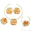 Collar Gargantilla de Flor de Metal Plegada Tridimensional Exagerada Transfronterizo Europeo y Americano Set de Joyería de Flores Personalizado