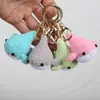 Novo chaveiro de brocado de coelho frontal de tubarão fofo, pingentes ornamentos acabados à mão de crochê de gato preto de coelho
