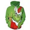 Sudadera con Capucha y Cremallera de Monstruo Verde Peludo Navideño Transfronterizo Estampado Digital 3D Ropa de Cosplay Periférica Mangas Largas