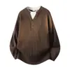 Suéter de punto de dos piezas falso para hombre, cuello en V, cuello redondo, cuello Henley, estilo old money, business casual, otoño e invierno, moderno, venta al por mayor de fábrica transfronteriza