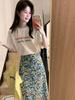 Tops de camiseta de media manga estampados, camisetas de algodón absorbente de sudor de manga corta para mujer estilo preppy, conjuntos frescos y geniales