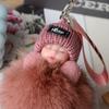 Colgante de Bola de Pelo de Zorro Muñeco de Peluche Lindo Colgante de Muñeca Durmiendo Llavero para Cochecito de Bebé Decoración de Bolso