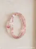 Diseño Original, Pulsera de Cristal de Agua Natural Blanca de Tres Capas, Cristal de Fresa, Estilo Dulce, Flor de Durazno con Abalorios para Mujer