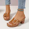 Chanclas Europeas y Americanas Transfronterizas de Talla Grande con Tacón Grueso para Mujer 2026 Verano Nueva Moda Chanclas con Boca de Pez que Aumentan la Altura para Mujer Venta al por Mayor