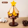 Alfombrilla resistente al calor para árbol de Navidad, decoración de mesa con un toque creativo de alta gama, posavasos de madera maciza antiquemaduras, posavasos plegable y base para cuenco