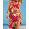 Vestido de praia feminino urbano casual 2021 novo com estampa abstrata tipo alça de suspensório impressão 3D cintura média longo