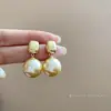 Estilo Pintura al Óleo Jardín de Monet Pendientes de Flor de Amor Perla Pendientes de Temperamento de Moda Lujo Ligero Pendientes de Gama Alta Venta al por Mayor