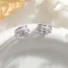 Ear Cuff Geométrico Artístico con Pedrería Moda Coreana Elegante Clip para Oreja en Forma de C Sin Perforación