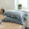 Fundas de almohada de algodón lavado clase a, algodón puro, un par de fundas de almohada grandes individuales para adultos, fundas de almohada con borde de algodón puro 48X74