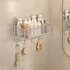 Estante de acero inoxidable 304 para peines de baño, organizador de rizadores sin taladro, cesta de pared para tocador de baño