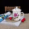Taza de Té de Cerámica Jingdezhen para el Hogar de Gran Capacidad con Tapa y Asa Taza de Té para Oficina de Negocios con Logo