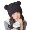 Urso Fofo Chapéu de Lã Quente Proteção para Orelhas Chapéu de Tricô Versátil Estilo Coreano Chapéu à Prova de Vento e Frio Chapéu de Tricô de Camada Dupla
