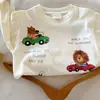 Camiseta Estampada Desenho Animado Infantil 206 Primavera e Outono Novo Estilo Meninos e Meninas Algodão Puro Soltinho Top Bebê Casual Manga Longa Fashion