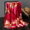 Pañuelo cuadrado de imitación seda satinada 90*90cm bufanda moda pañuelo de mujer toalla de arena a prueba de viento protector solar bufanda cálida
