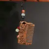 Peine de Masaje Meridianos Tallado de Sándalo Verde, Artesanía de Madera para Mujeres, Peine de Bolsillo Portátil Estilo Antiguo, Colgante de Paisaje, Accesorio para Bolso