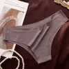 Bragas Mujer Seda de Hielo Sin Marca Una Pieza Cintura Media Desnudo Cómodas Sin Marca Transpirables Sexy Ropa Interior de Seda de Hielo para Mujer