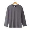 Camiseta Manga Longa Top de Algodão Puro Pesado 260g, Moletom Fino com Ombros Caídos, Tendência Estilo Hong Kong, Camiseta Básica Engrossada para Primavera e Outono