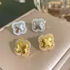 Estilo Igual a Xiaohongshu Superficie Lisa Diamante Microincrustado Trébol de Cuatro Hojas Conjunto Moda Femenina Lujo Ligero Celebridad de Internet Exquisito Accesorios de Cadena para Clavícula
