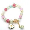 Pulsera Joyería Estilo Nacional, Pulsera Flor de Lirio del Valle Estilo Chino, Cuentas de Buda Tapa de Leche, Pulsera Flor Explosión, Cuentas Redondas de 10 mm, Pulsera de Perlas de Imitación